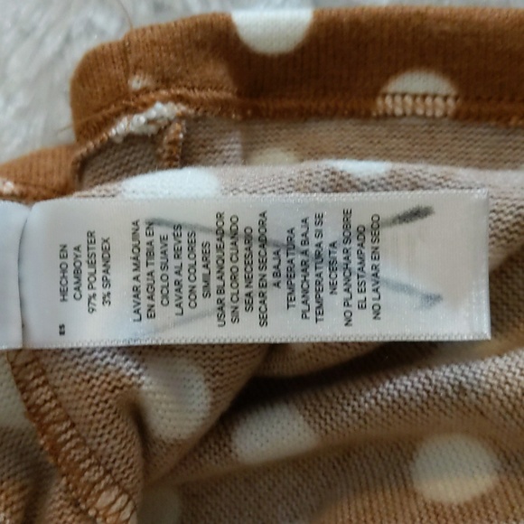 Joe Fresh Jillian| NWT Brown With White Polka Dots Long Sleeve Peplum Shirt - Picture 16 of 17